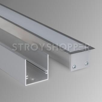 Линейный светодиодный встраиваемый светильник 53см 10Вт 3000К матовое серебро 100-300-53